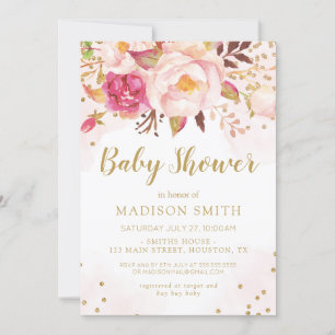 Invitación Floral Pink Watercolor Invitation