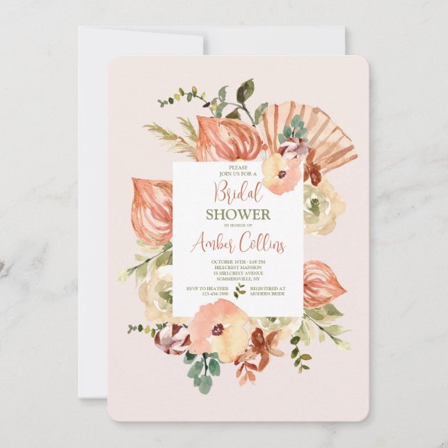 Invitación Floral pintada a mano (Anverso)