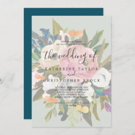 Invitación Floral pintada | Desvanecido Boda de