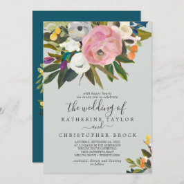 Invitación Floral pintada | Monograma El Boda De