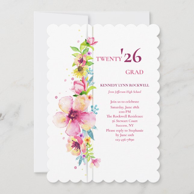 Invitación Floral Pole Graduation Invitation (Anverso)