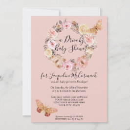 Invitación Floral Polvo De Mariposa De Guirnalda Rosa Por Duc
