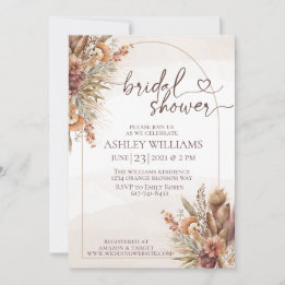 Invitación floral Pompas césped boho novia ducha