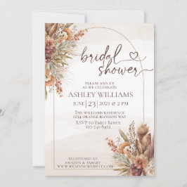 Invitación floral Pompas césped boho novia ducha
