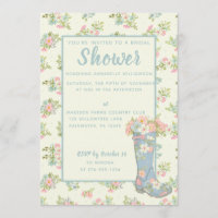 Floral Primavera Azul Lluvia Boda Ducha