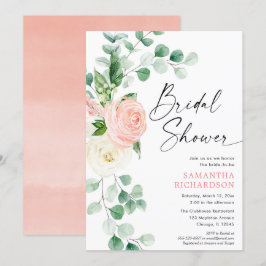 Invitación Floral primavera ruidosa verde rosa ducha de novia