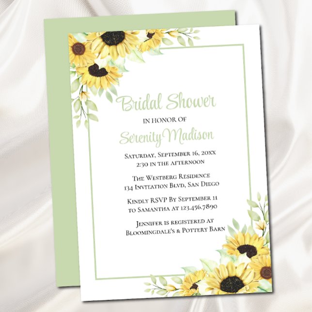 Invitación Floral Primavera Verde Amarillo Girasol Ducha de n (Subido por el creador)