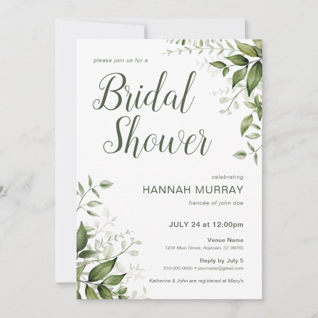 Invitación floral primaveral con vegetación (Anverso)