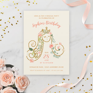Invitación Floral Princess Birthday Photo