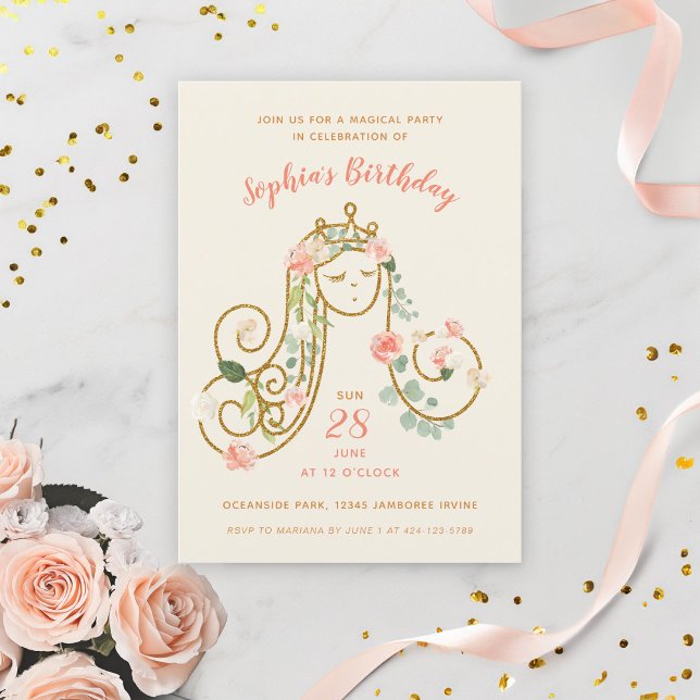 Invitación Floral Princess Birthday Photo (Subido por el creador)