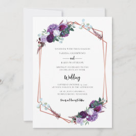 Invitación Floral Purple Bloom Script Boda moderno