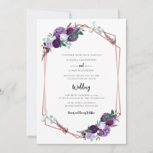 Invitación Floral Purple Bloom Script Boda moderno
