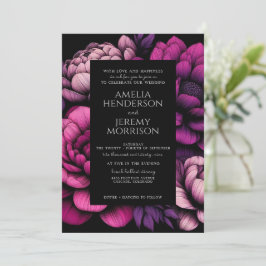 Invitación Floral Purple Bold con código QR