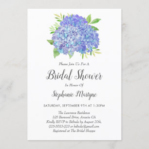Invitación Floral Purple Hydrangea Bouquet Briquet Shower