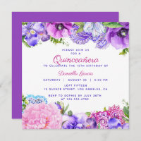 Floral Purple Paisley Quinceañera moderna