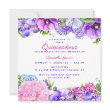 Floral Purple Paisley Quinceañera moderna