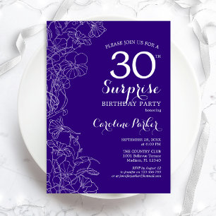Invitación Floral Purple Surprise Fiesta de cumpleaños número