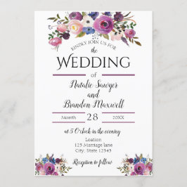 Invitación floral púrpura