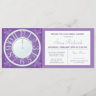 Invitación Floral púrpura alrededor de la ducha de reloj Invi