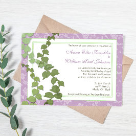 Invitación floral púrpura de la boda de la hiedra