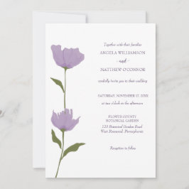 Invitación Floral púrpura, limpia, simple Boda