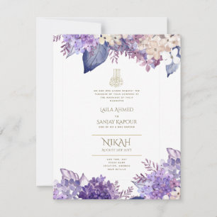 Invitación Floral púrpura Nikah Walimah Invitado a la boda is
