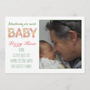 Invitación floral recién nacido