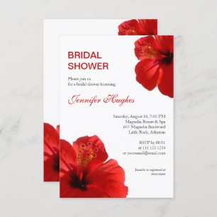 Invitación Floral Red Hibiscus Tropical Brillante