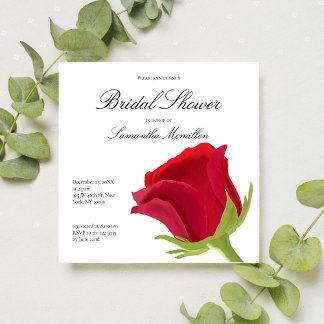 Invitación Floral Red Rose Bridal Shower