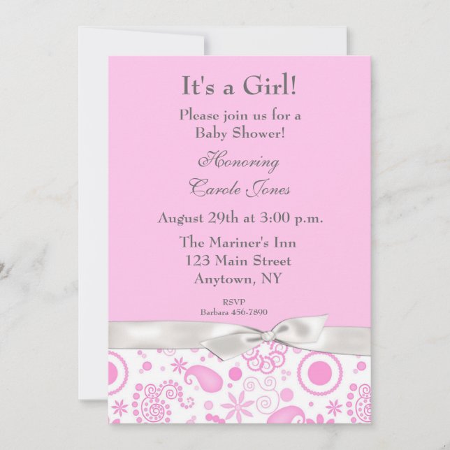 Invitación floral retra rosada (Anverso)