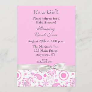 Invitación floral retra rosada