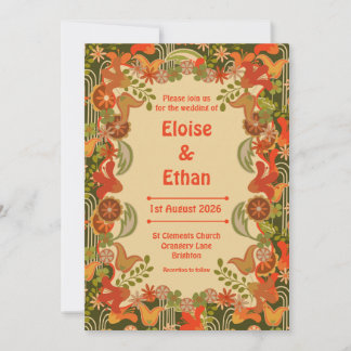 Invitación Floral Retro