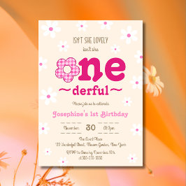 Invitación Floral retro no es ella Onedefrul primer cumpleaño