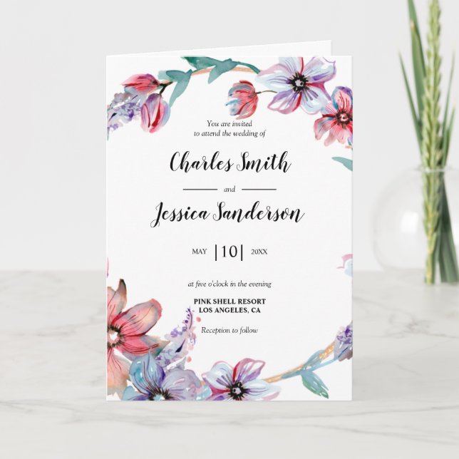 Invitación Floral Ring Wedding Invitation (Anverso)