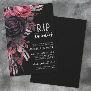 Invitación Floral RIP 20s Muerte a Mi Juventud Cumpleaños 30