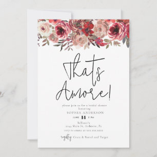 Invitación Floral roja acuarela que está más lejos! Bridal Sh