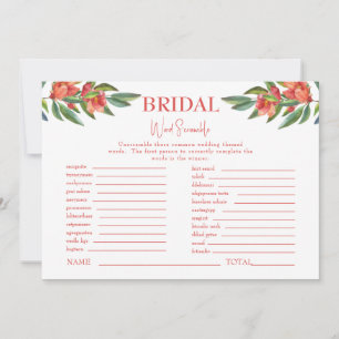 Invitación Floral roja blanca ducha de novia juego de palabra