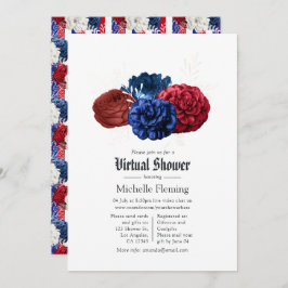 Invitación Floral roja blanca y azul 4 de julio ducha virtual