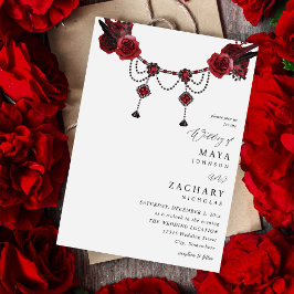 Invitación Floral roja y Boda de cristal