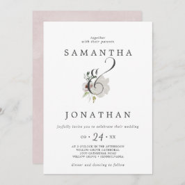 Invitación Floral Romance Ampersand Boda