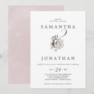 Invitación Floral Romance Ampersand Boda