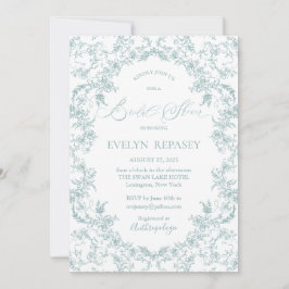 Invitación Floral Romance Chinoiserie Blue Bridal Shower