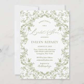 Invitación Floral Romance Chinoiserie Eucalyptu Bridal Shower