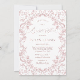 Invitación Floral Romance Chinoiserie Mauve Bridal Shower