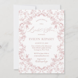 Invitación Floral Romance Chinoiserie Mauve Bridal Shower