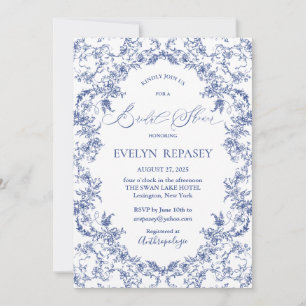 Invitación Floral Romance Chinoiserie Porcelana Bridal Shower