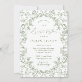 Invitación Floral Romance Chinoiserie Sage Bridal Shower