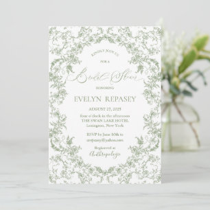 Invitación Floral Romance Chinoiserie Sage Bridal Shower