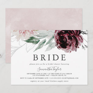 Invitación Floral Romance horizontal Novia Bridal Shower