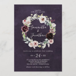 Invitación Floral Romance Wreath | Boda de ciruelas
